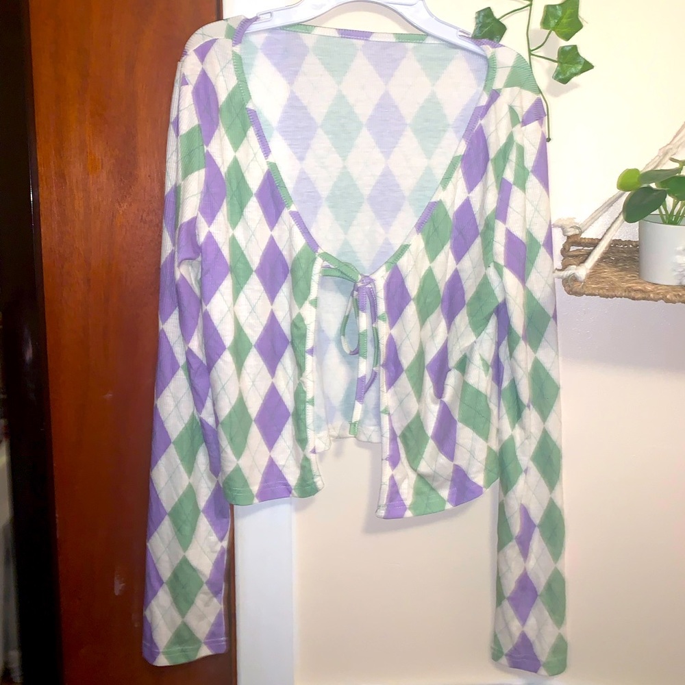 Argyle Tie Front Tee